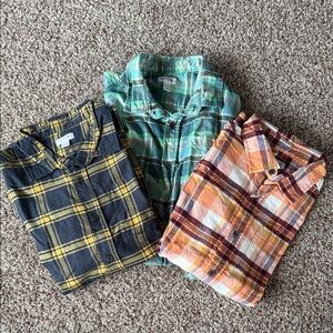 Set of 3 Cat & Jack Boys XL 14 Plaid button down shirts - two are NWOT